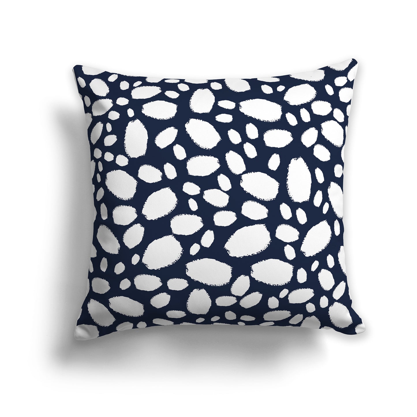 20 inch Throw Pillow with Navy Blue and White Paint Dab Pattern