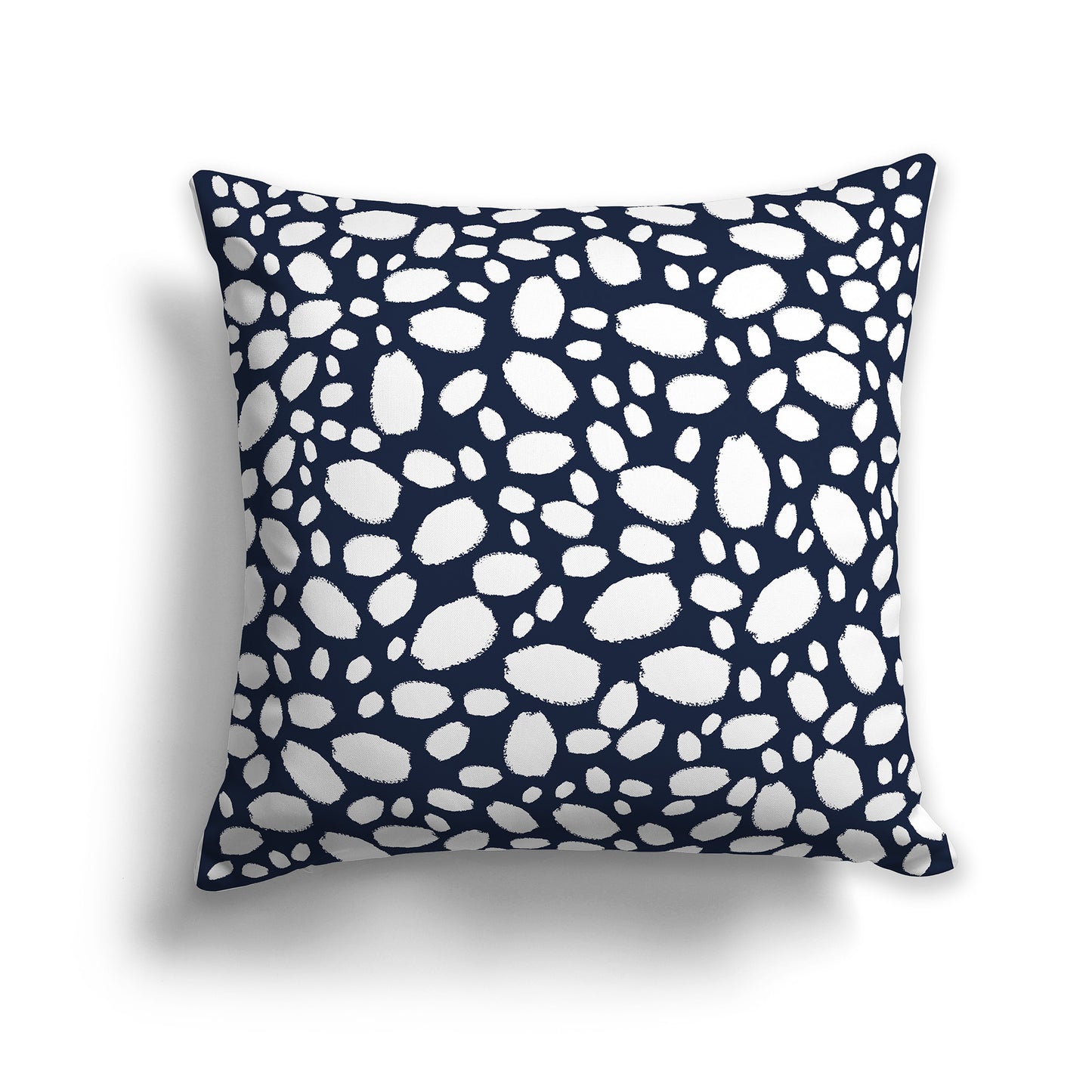 26 inch Throw Pillow with Navy Blue and White Paint Dab Pattern