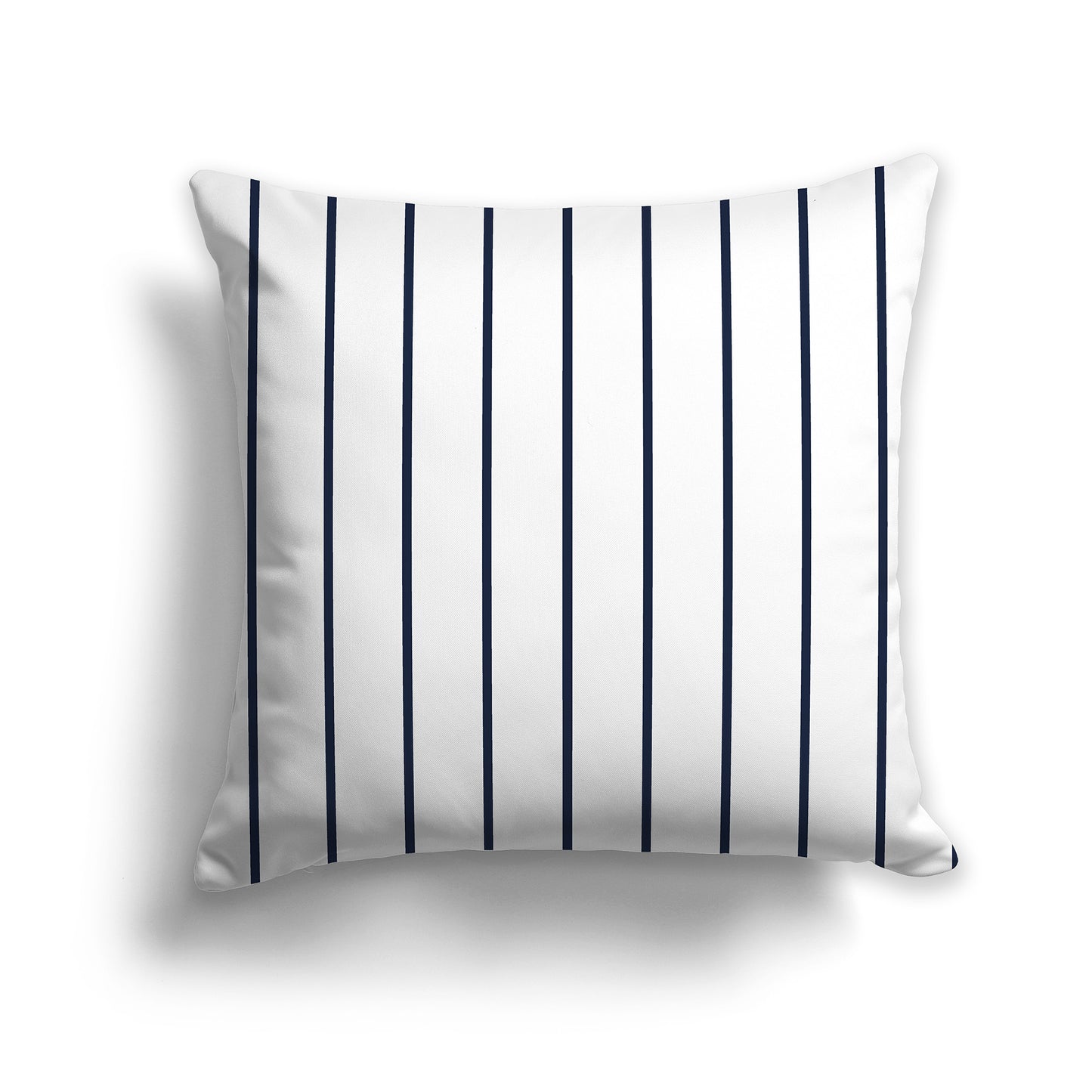 14 inch Throw Pillow with Navy Blue and White Thin Vertical Stripe Pattern