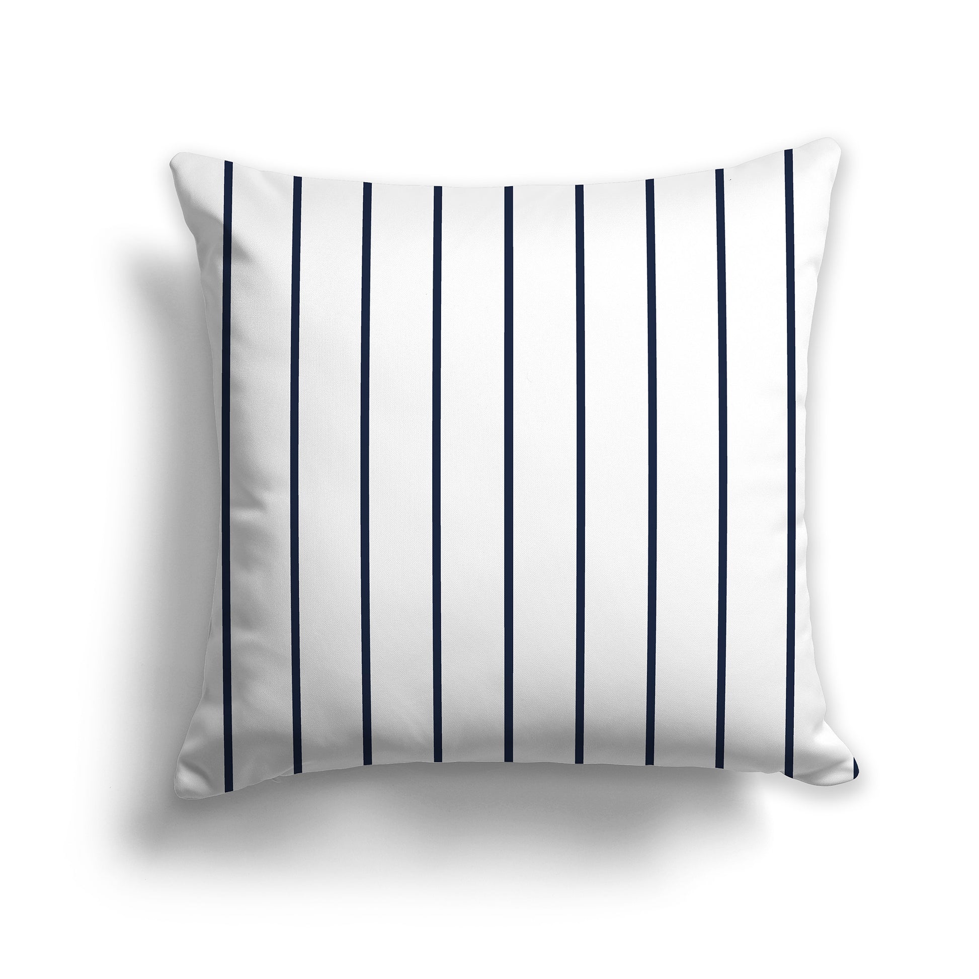 14 inch Throw Pillow with Navy Blue and White Thin Vertical Stripe Pattern
