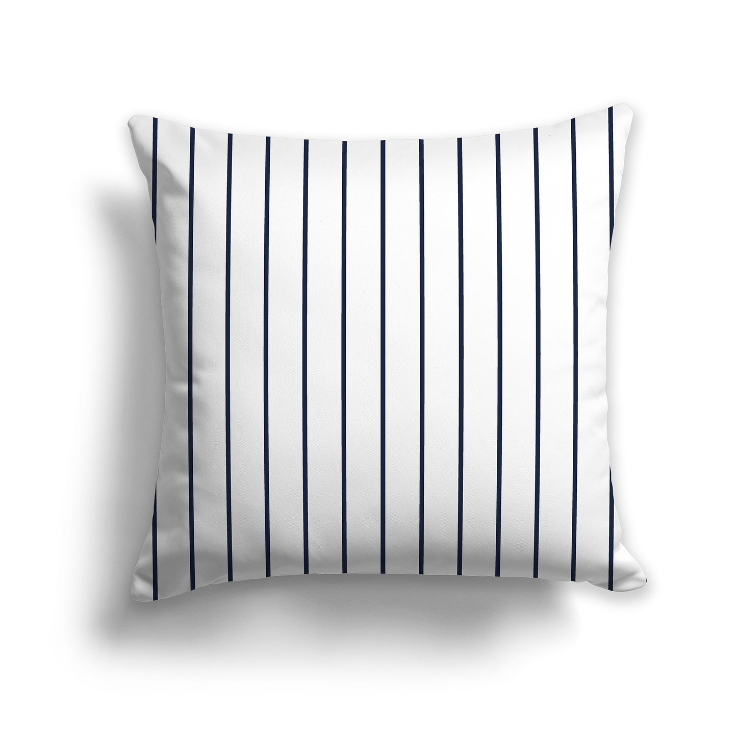 20 inch Throw Pillow with Navy Blue and White Thin Vertical Stripe Pattern