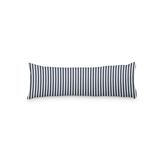 White Microfiber Body Pillow with Thin Navy Blue Bars, MFBP-1271-241,  20 x 54 inches
