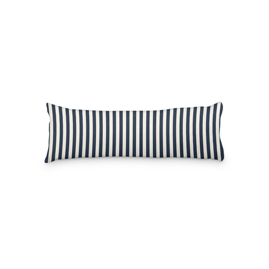 Pale Cream Microfiber Body Pillow with Navy Blue Bars, MFBP-1273-051,  20 x 54 inches
