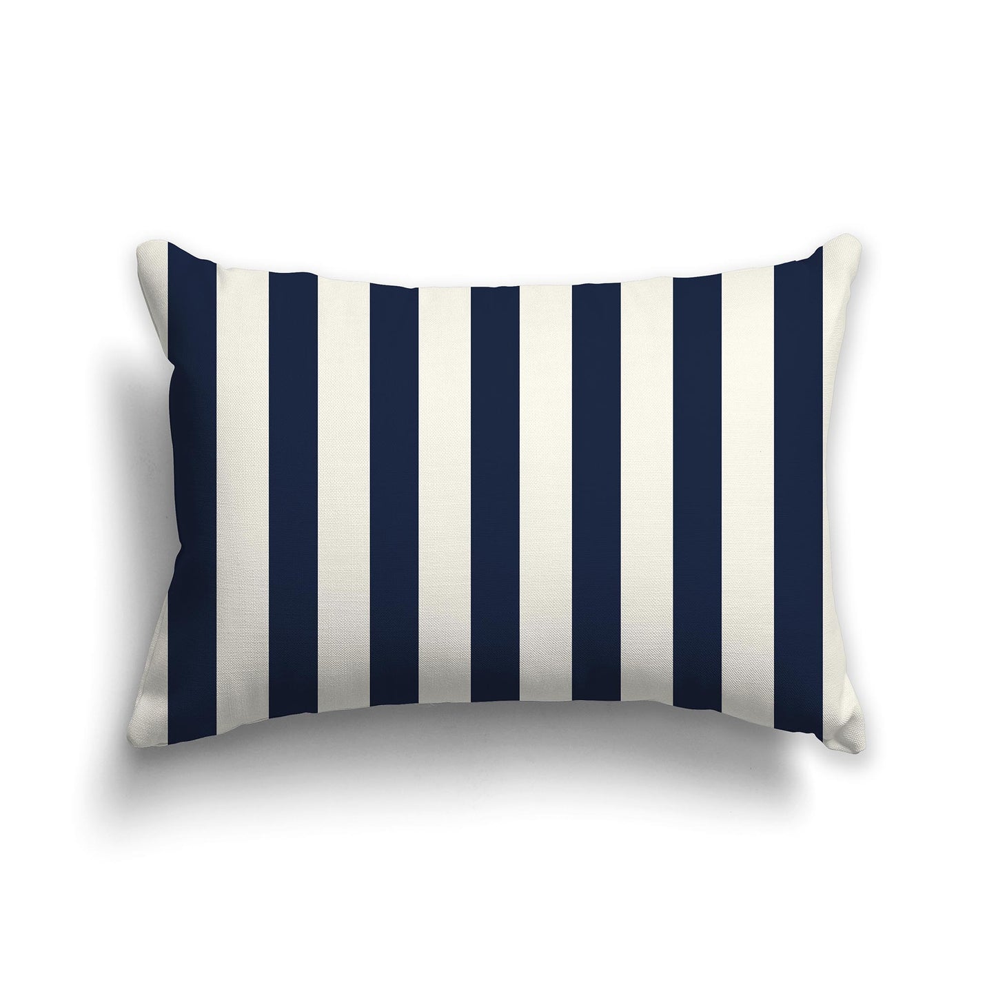 20x14 inch Lumbar Throw Pillow with Thick Navy Blue and Cream Vertical Bars