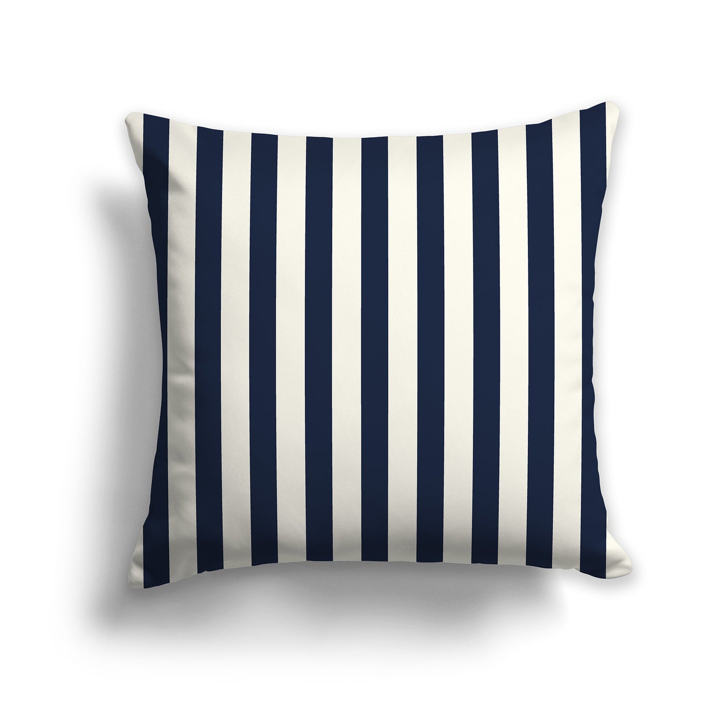 26 inch Throw Pillow with Thick Navy Blue and Cream Vertical Bars