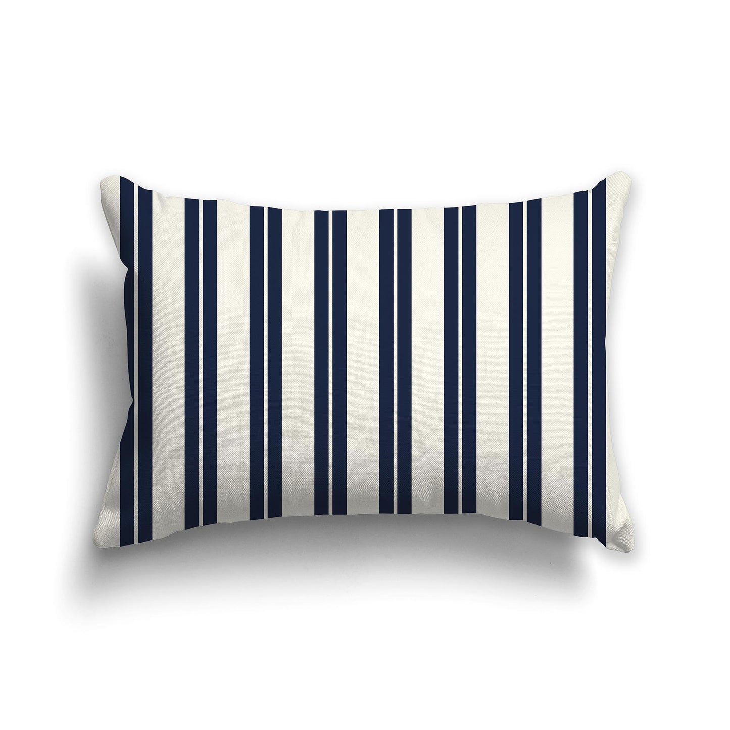 Lumbar Throw Pillow with Navy Blue and Cream Multistripe Pattern