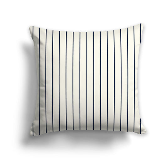 26 inch Throw Pillow with Navy Blue and Cream Thin Vertical Stripe Pattern