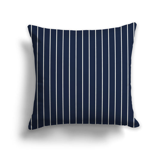 26 inch Throw Pillow with Navy Blue and Cream Thin Vertical Stripe Pattern