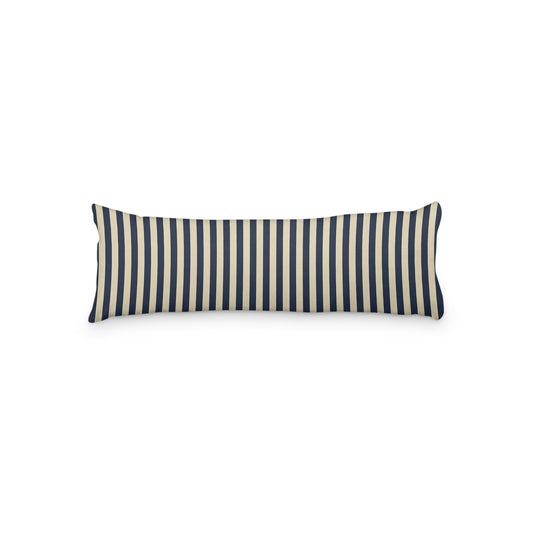Tan Microfiber Body Pillow with Navy Blue Bars, MFBP-1274-051,  20 x 54 inches