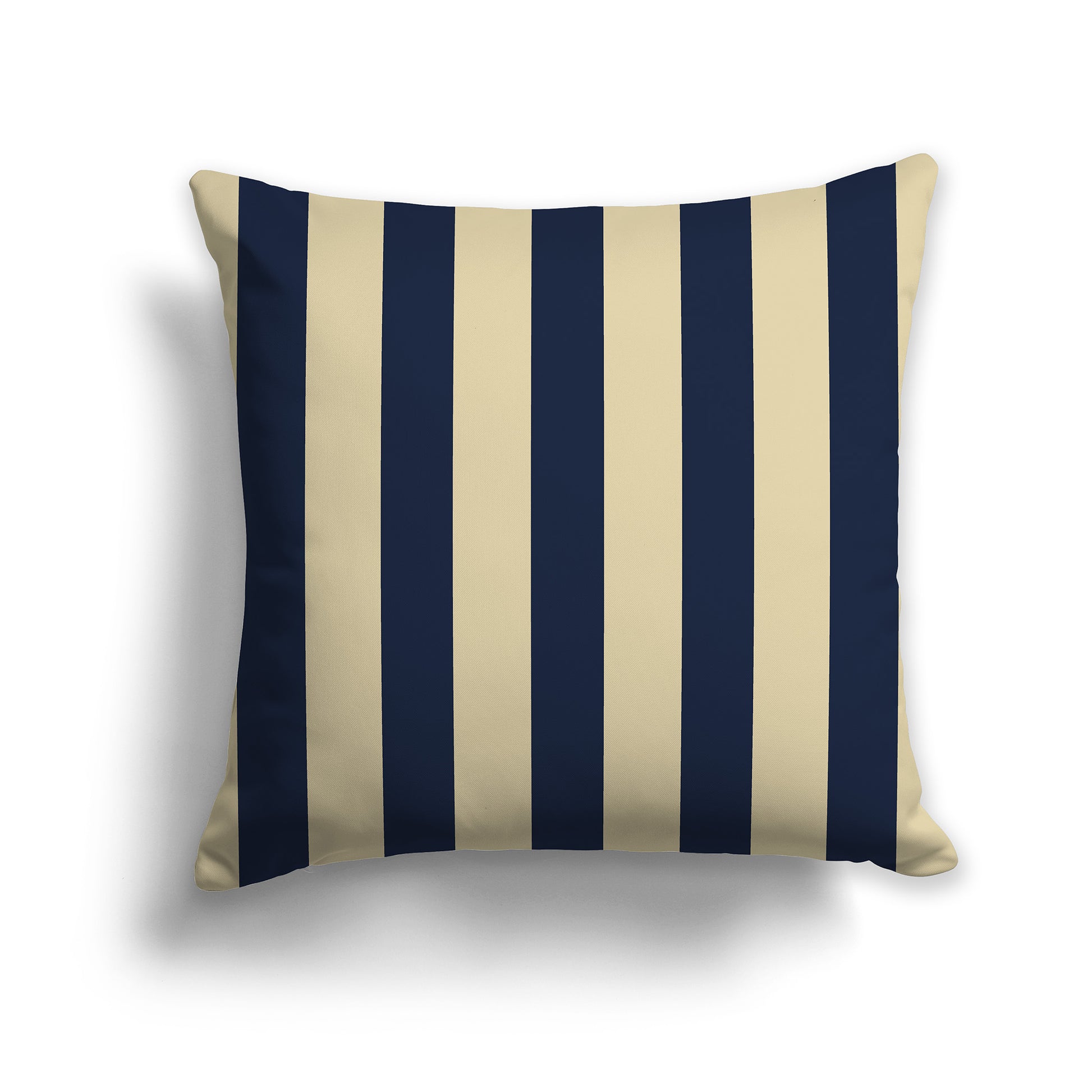 14 inch Throw Pillow with Navy Blue and Desert Sand Vertical Bars