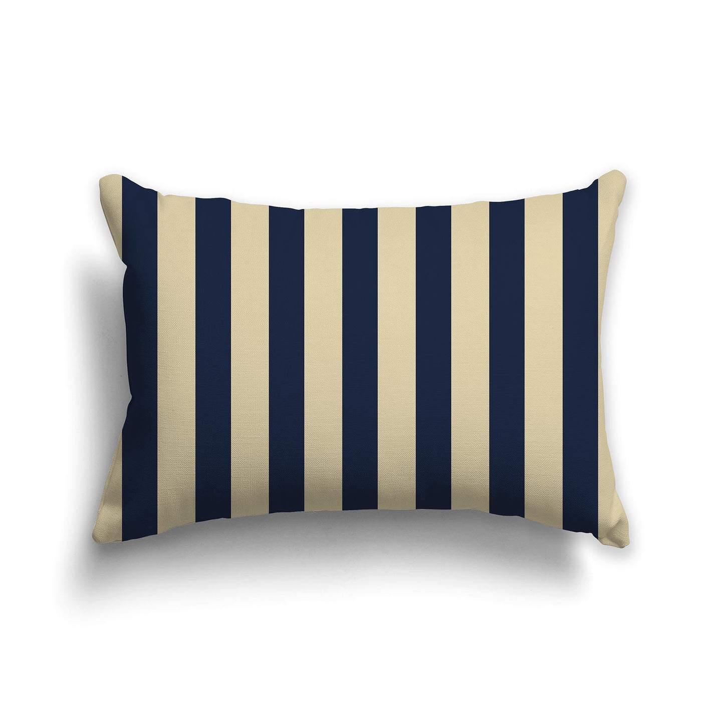20x14 inch Lumbar Throw Pillow with Thick Navy Blue and Desert Sand Vertical Bars