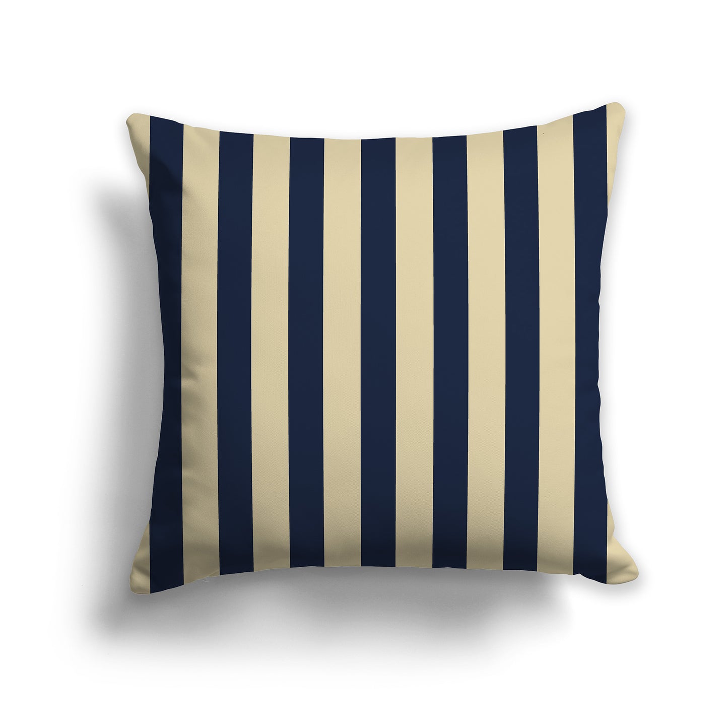 20 inch Throw Pillow with Thick Navy Blue and Desert Sand Vertical Bars