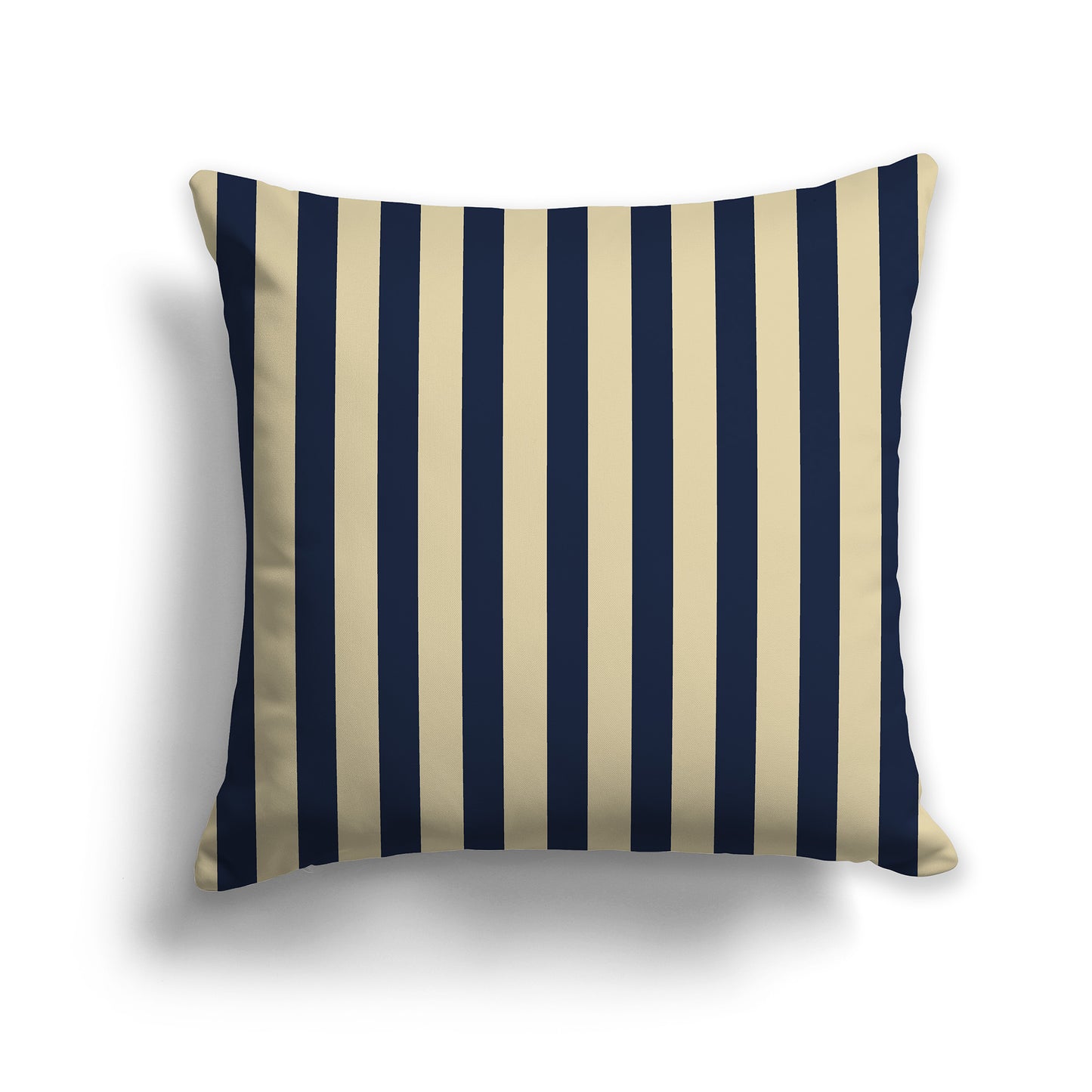 26 inch Throw Pillow with Thick Navy Blue and Desert Sand Vertical Bars
