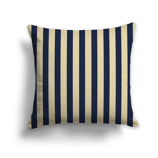 26 inch Throw Pillow with Thick Navy Blue and Desert Sand Vertical Bars