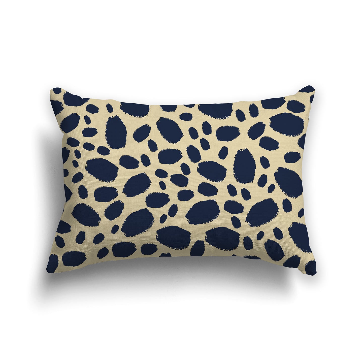 20x14 inch Lumbar Throw Pillow with Navy Blue and Desert Sand Paint Dab Pattern