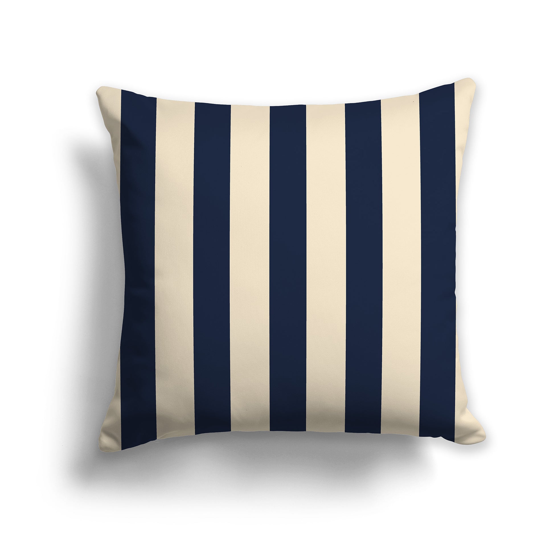 14 inch Throw Pillow with Navy Blue and Beige Vertical Bars