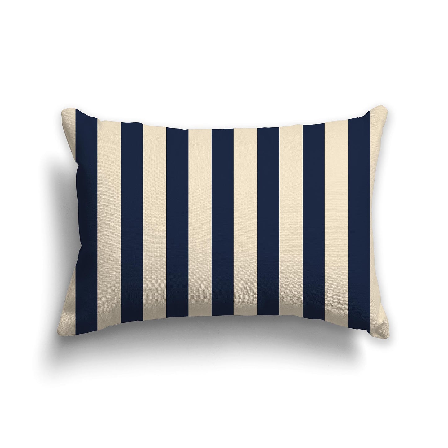 20x14 inch Lumbar Throw Pillow with Thick Navy Blue and Beige Vertical Bars