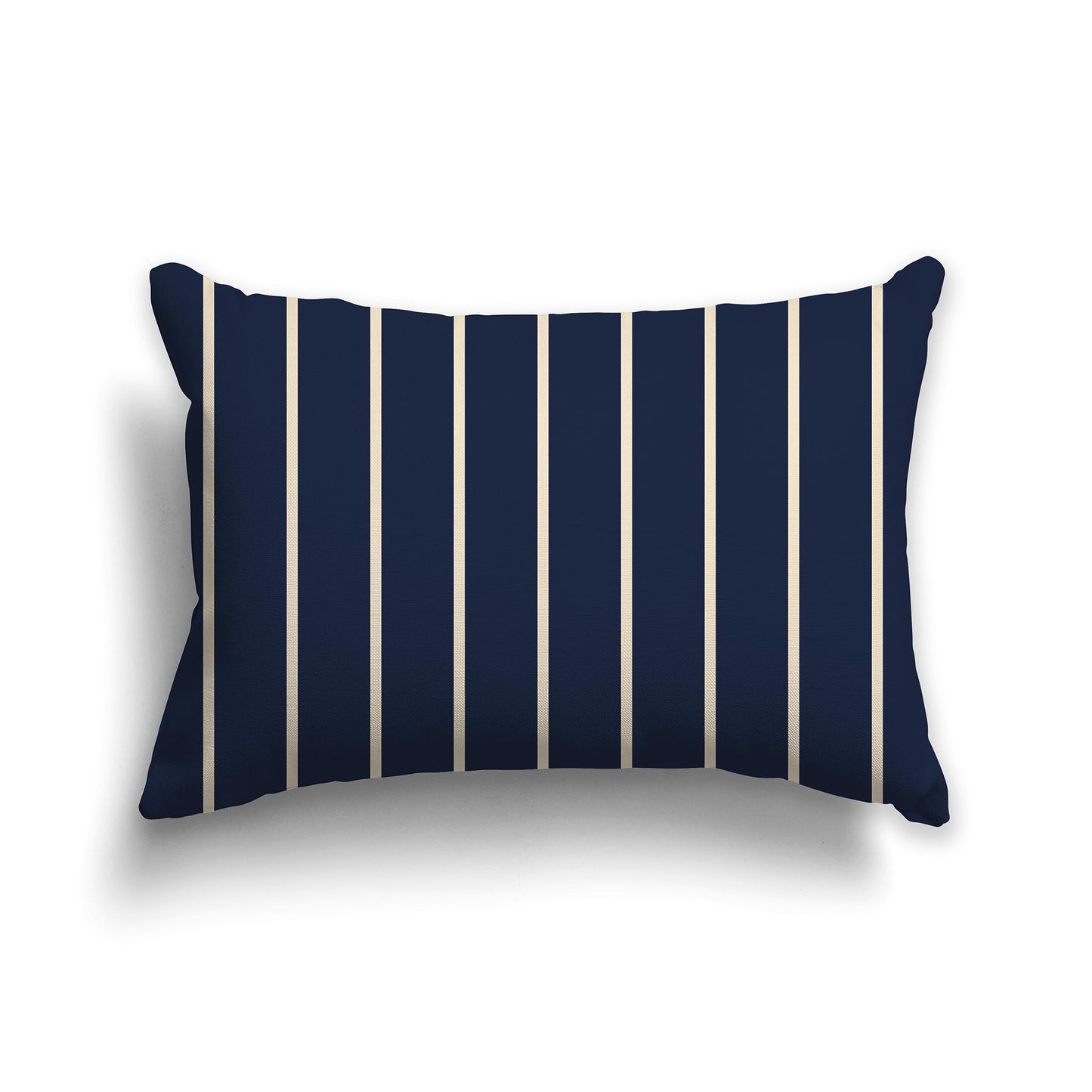Lumbar Throw Pillow with Navy Blue and Beige Stripe Pattern