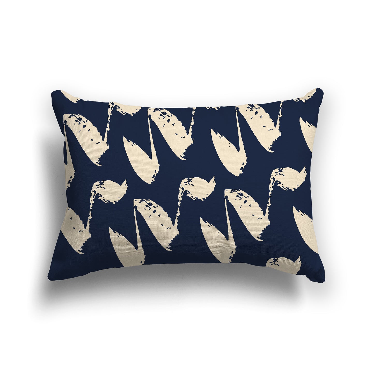 Lumbar Throw Pillow with Navy Blue and Beige Squiggle Pattern