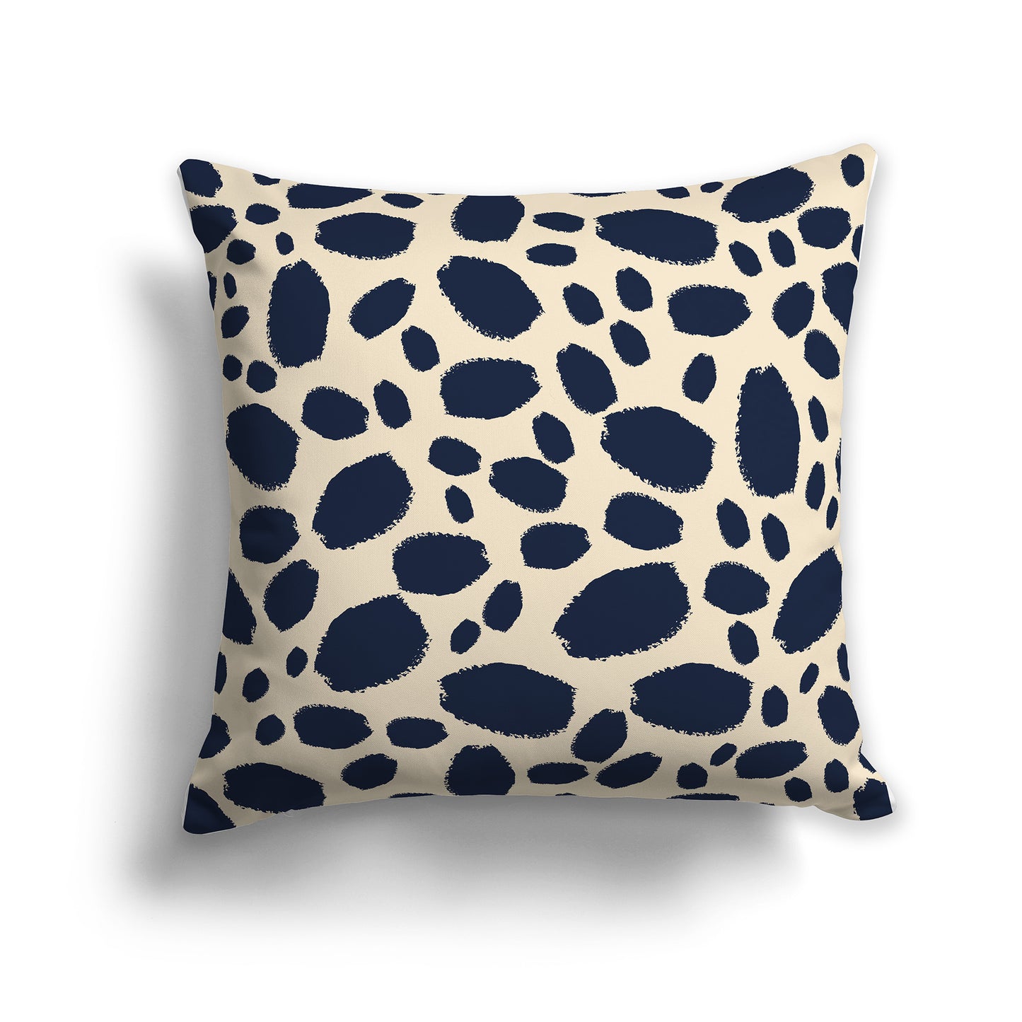 16 inch Throw Pillow with Navy Blue and Beige Paint Dab Pattern