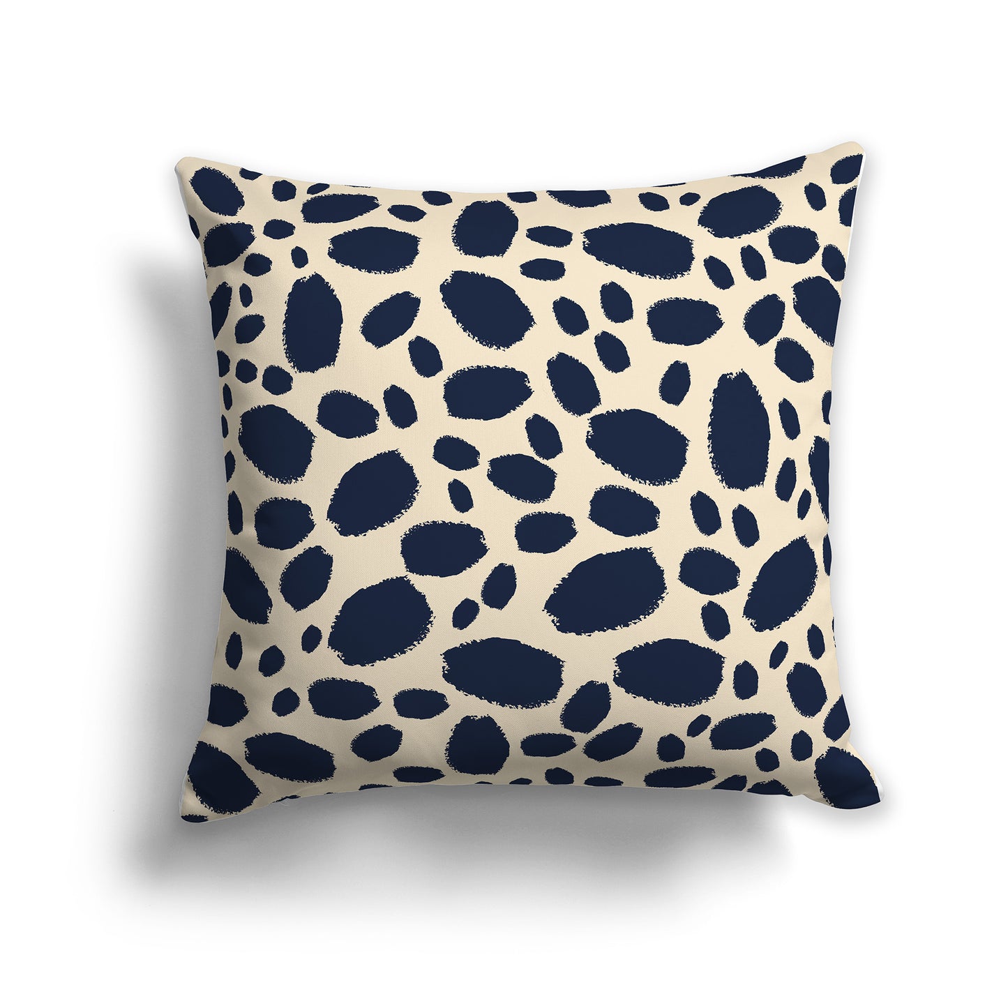 18 inch Throw Pillow with Navy Blue and Beige Paint Dab Pattern