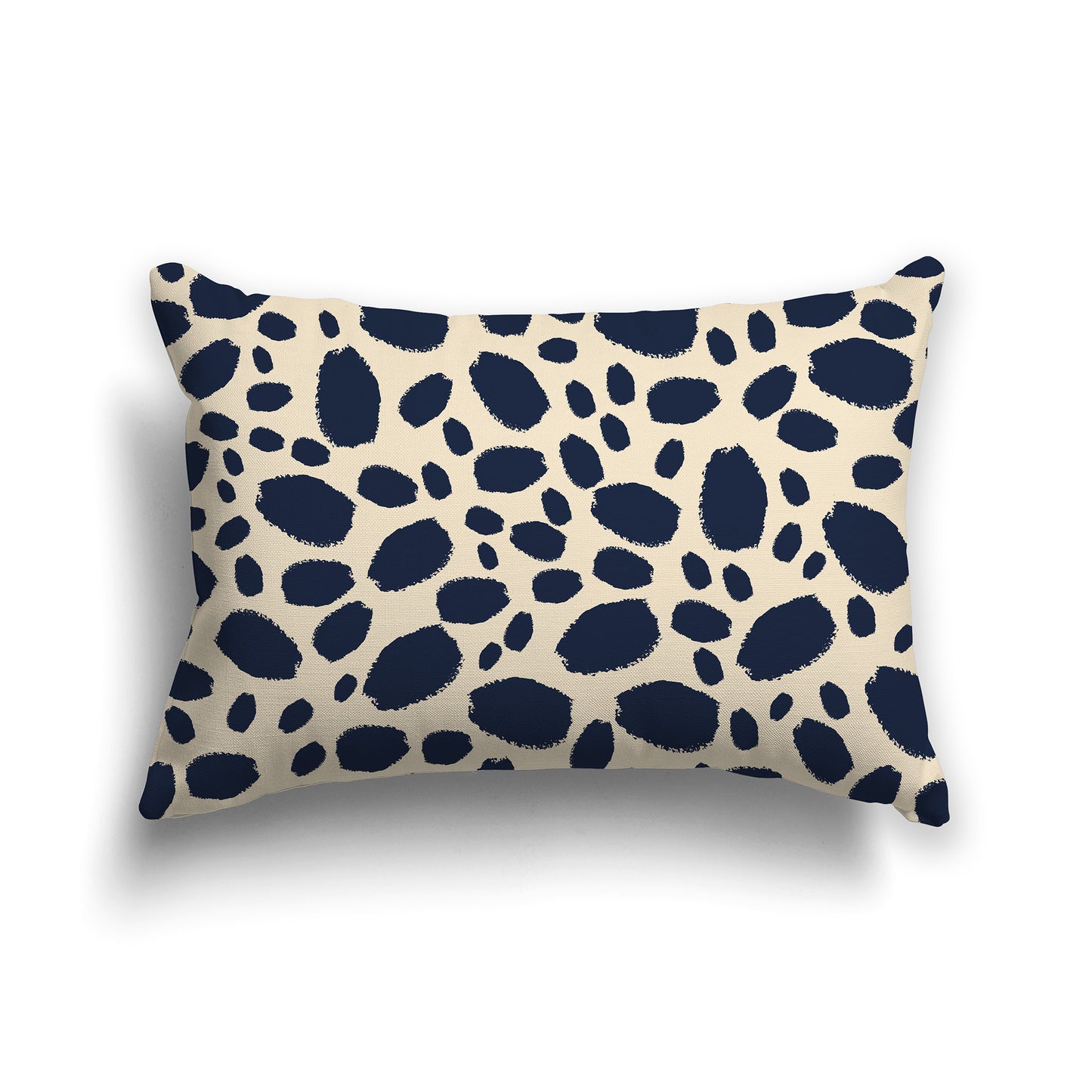 20x14 inch Lumbar Throw Pillow with Navy Blue and Beige Paint Dab Pattern