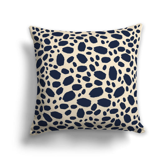 26 inch Throw Pillow with Navy Blue and Beige Paint Dab Pattern