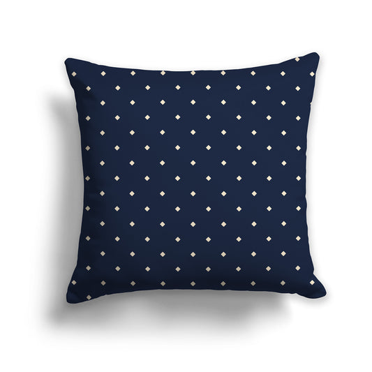 26 inch Navy Blue Throw Pillow with Large Beige Diamond Pattern