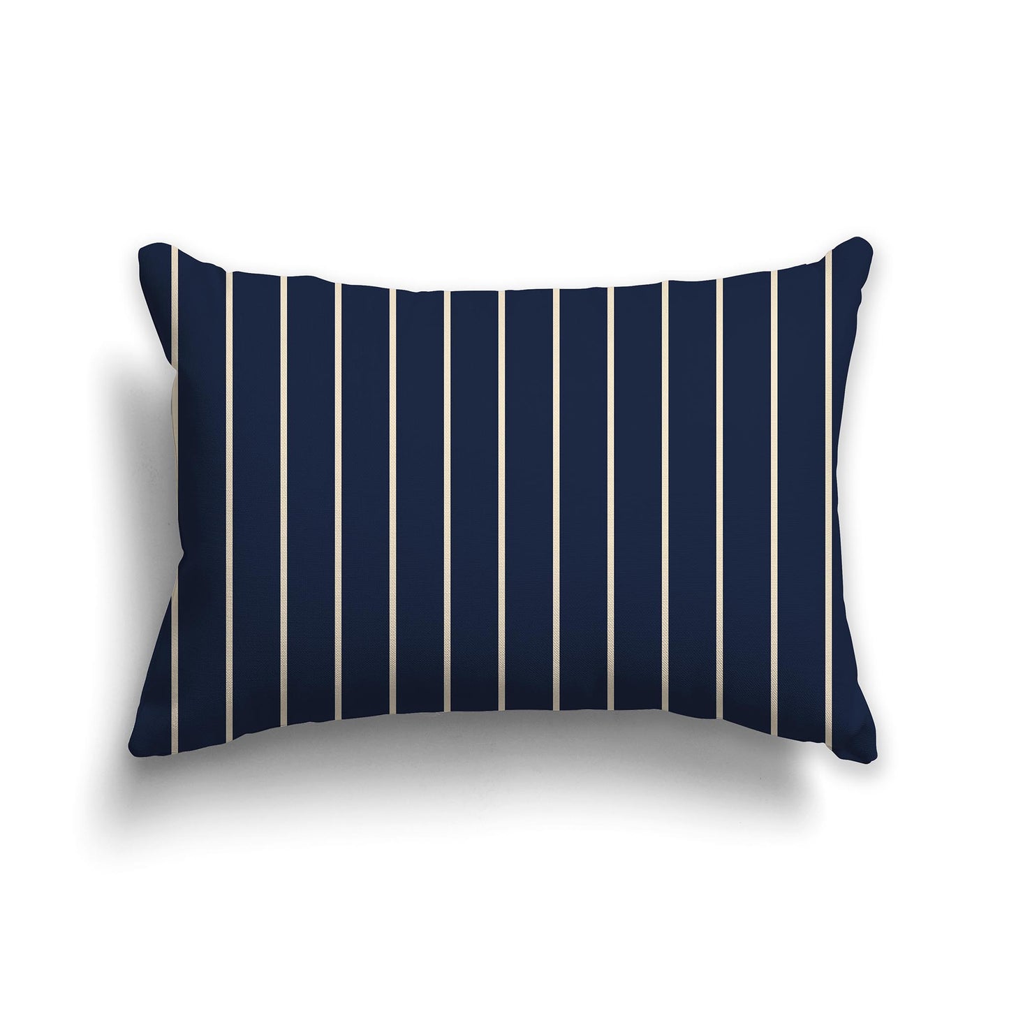 20x14 inch Lumbar Throw Pillow with Navy Blue and Beige Thin Vertical Stripe Pattern
