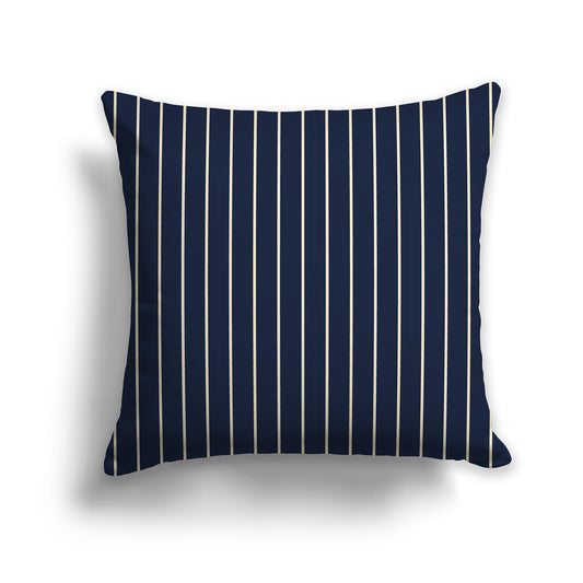 26 inch Throw Pillow with Navy Blue and Beige Thin Vertical Stripe Pattern