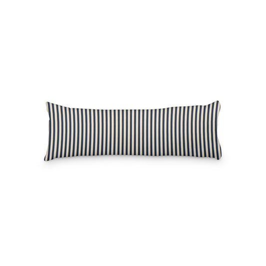 Beige Microfiber Body Pillow with Thin Navy Blue Bars, MFBP-1275-241,  20 x 54 inches