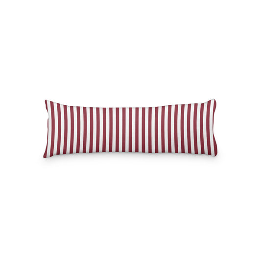 White Microfiber Body Pillow with Burgundy Red Bars, MFBP-1281-051,  20 x 54 inches