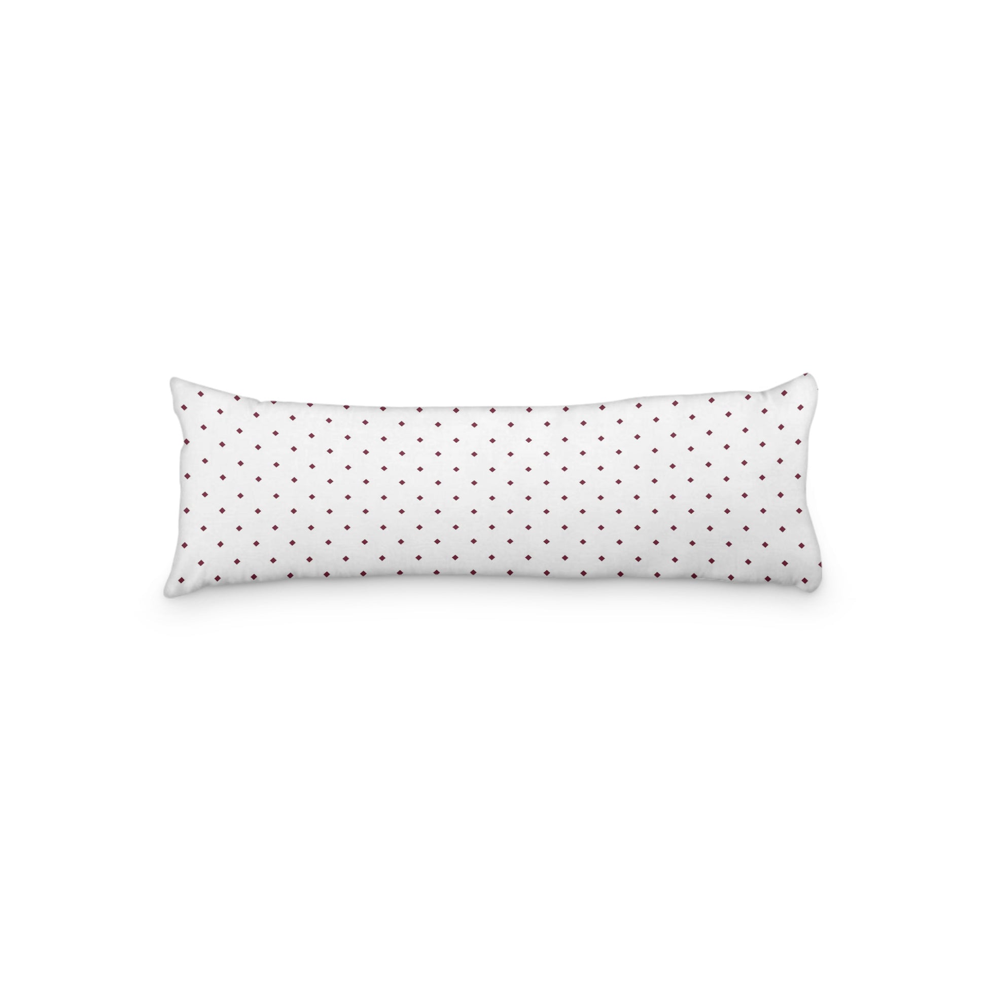 White Microfiber Body Pillow with Burgundy Red Diamonds, MFBP-1281-101,  20 x 54 inches