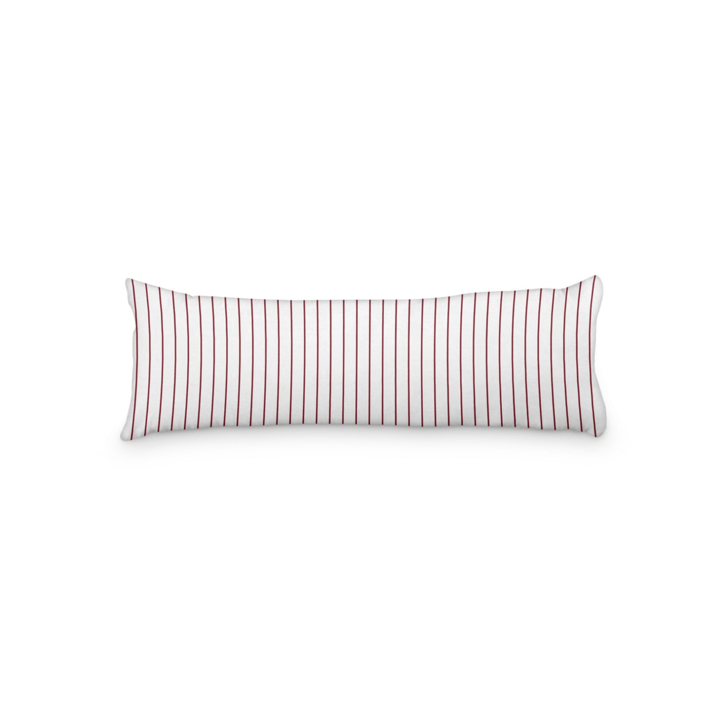 White Microfiber Body Pillow with Fine Burgundy Red Stripes, MFBP-1281-151,  20 x 54 inches