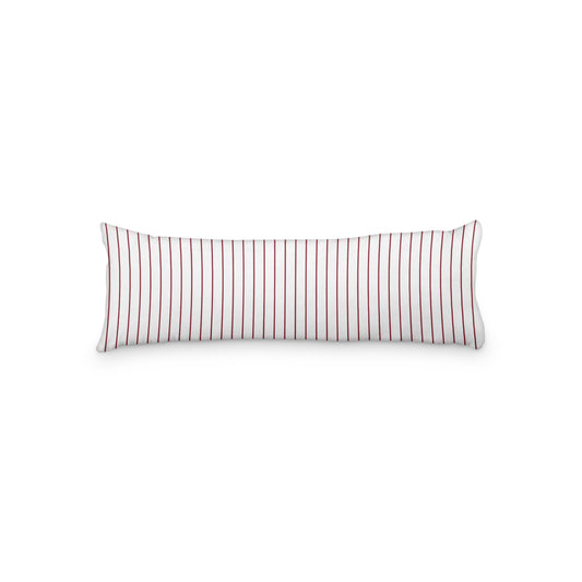 White Microfiber Body Pillow with Fine Burgundy Red Stripes, MFBP-1281-151,  20 x 54 inches