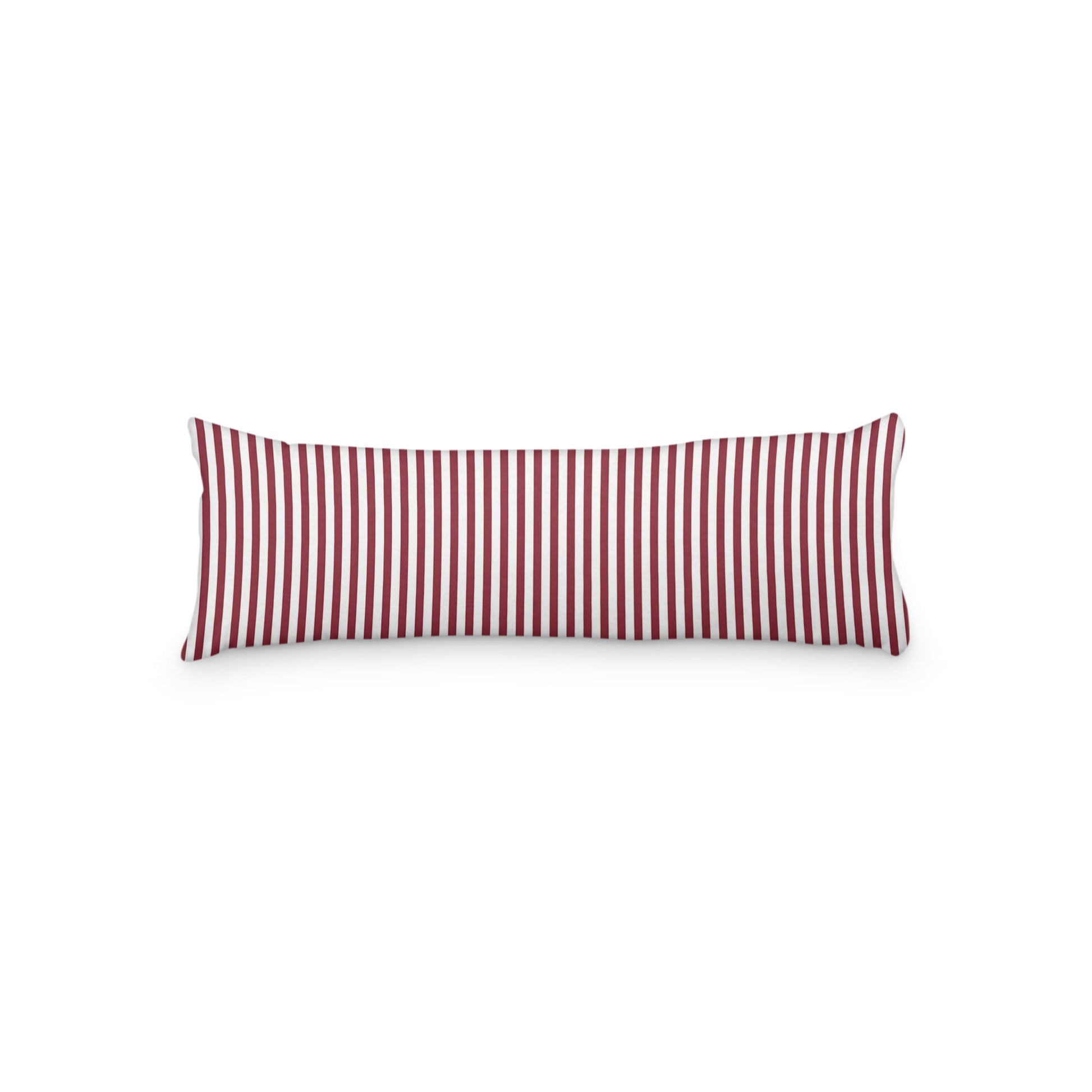 White Microfiber Body Pillow with Thin Burgundy Bars, MFBP-1281-241,  20 x 54 inches