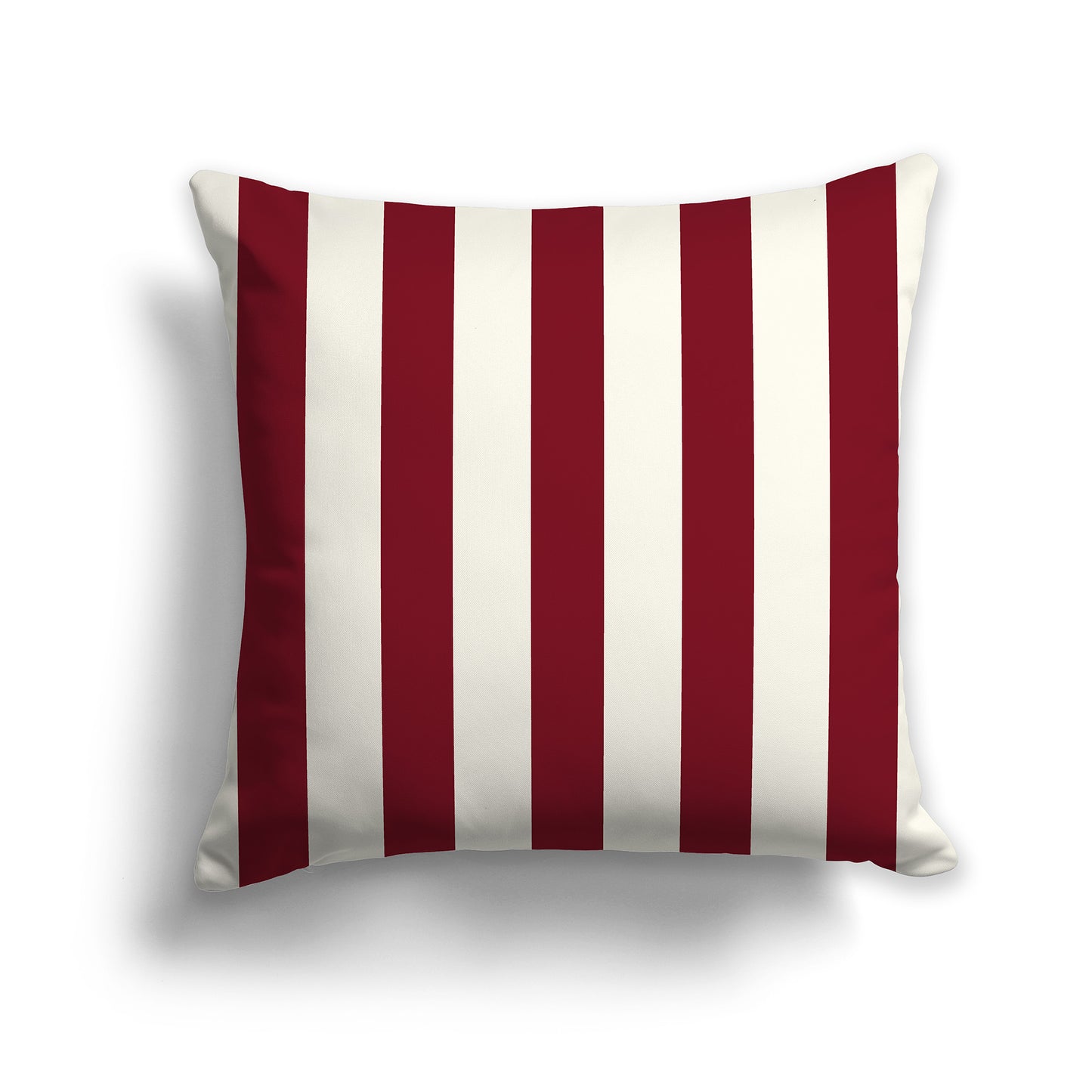 14 inch Throw Pillow with Burgundy Red and Cream Vertical Bars