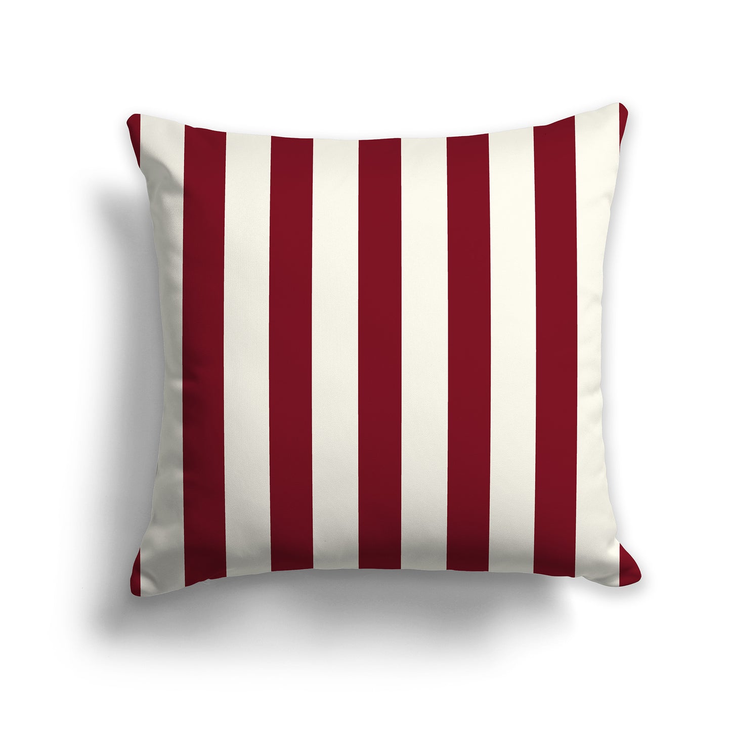 16 inch Throw Pillow with Thick Burgundy Red and Cream Vertical Bars
