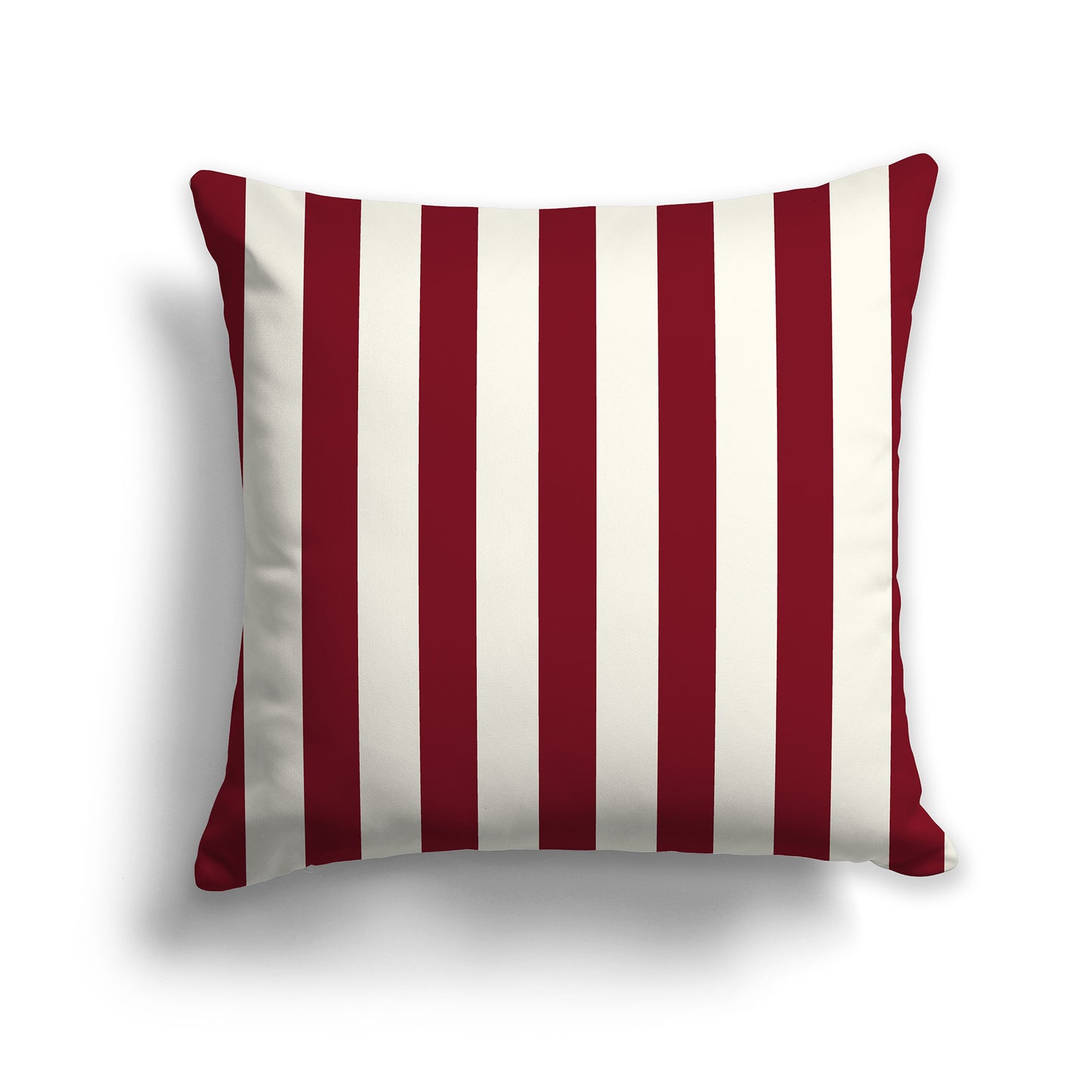 18 inch Throw Pillow with Thick Burgundy Red and Cream Vertical Bars
