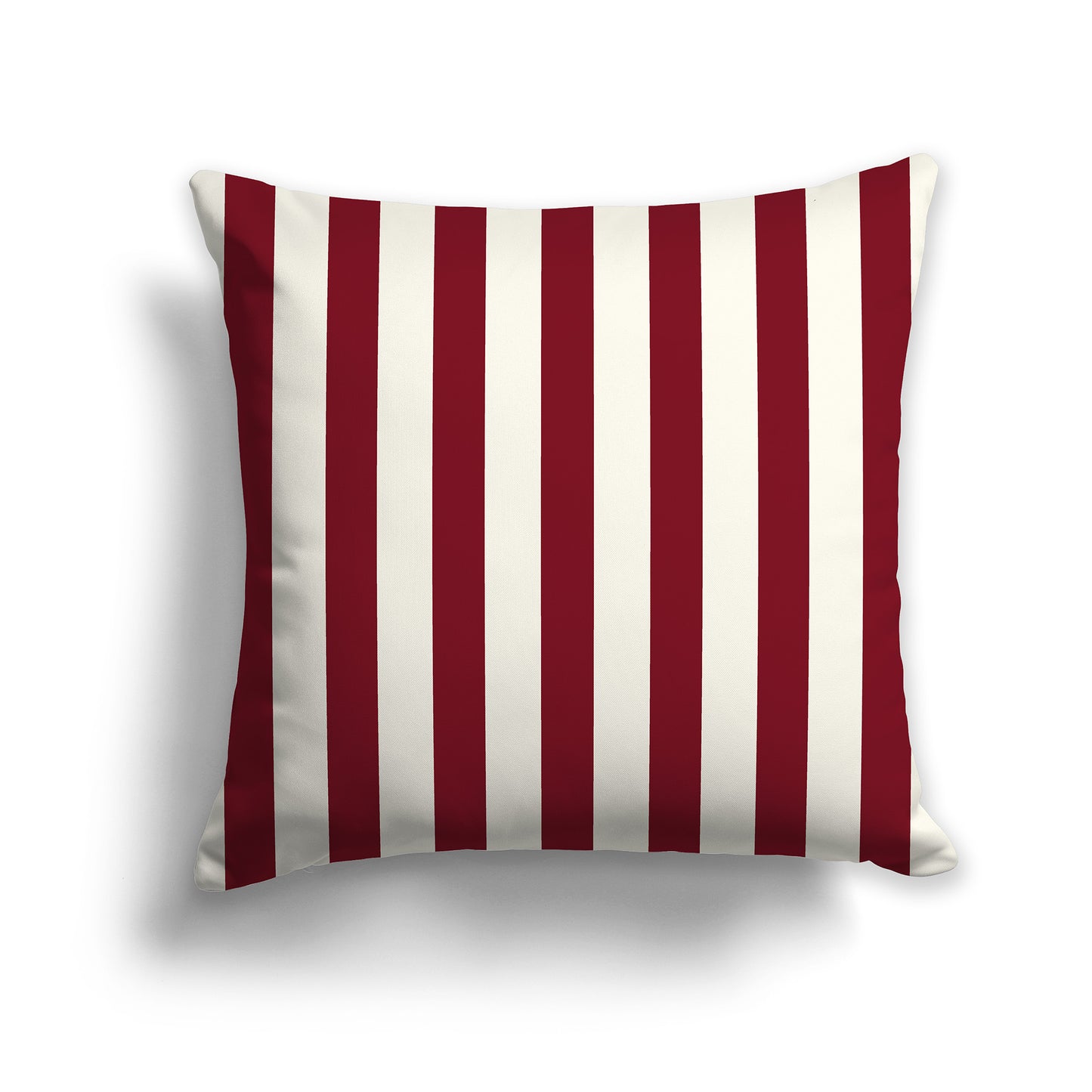 20 inch Throw Pillow with Thick Burgundy Red and Cream Vertical Bars