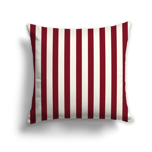 26 inch Throw Pillow with Thick Burgundy Red and Cream Vertical Bars
