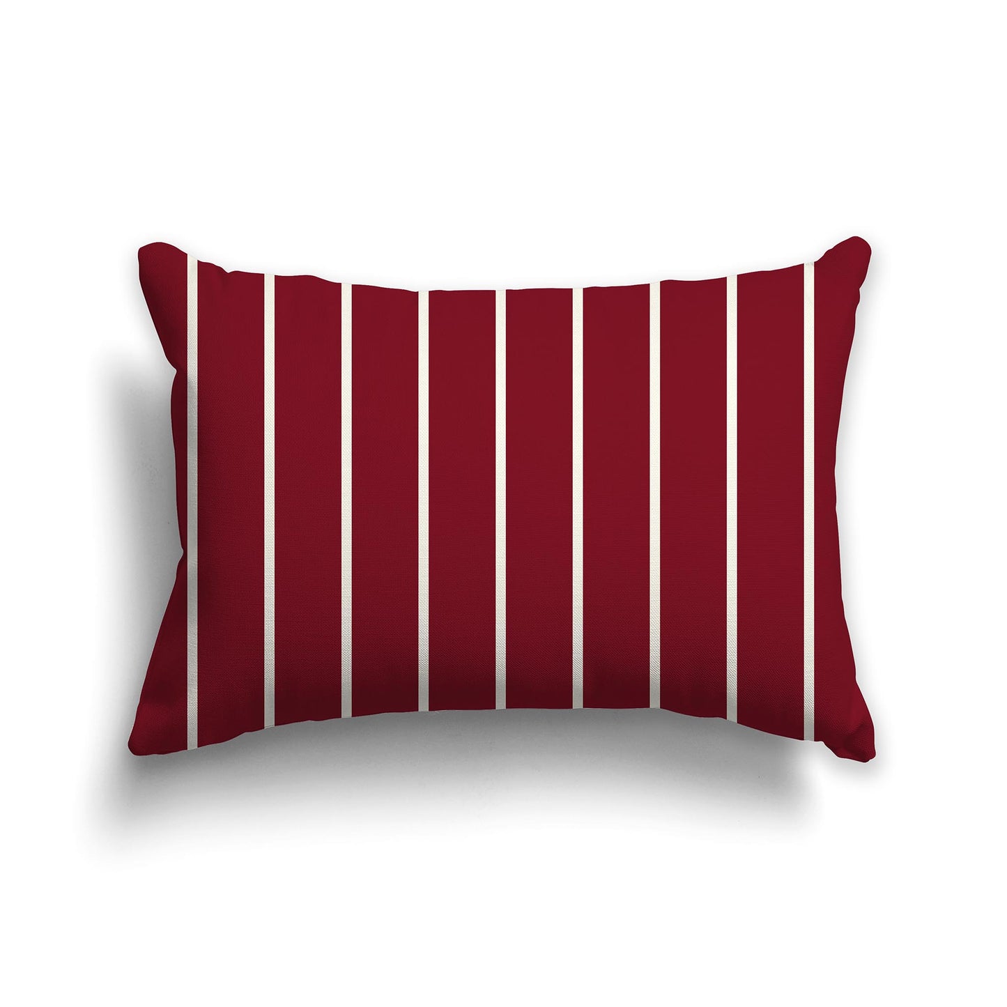 Lumbar Throw Pillow with Burgundy Red and Cream Stripe Pattern