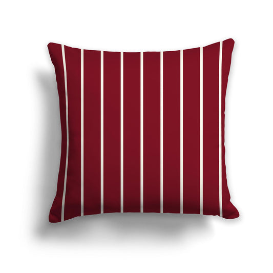 Square Throw Pillow with Burgundy Red and Cream Stripe Pattern