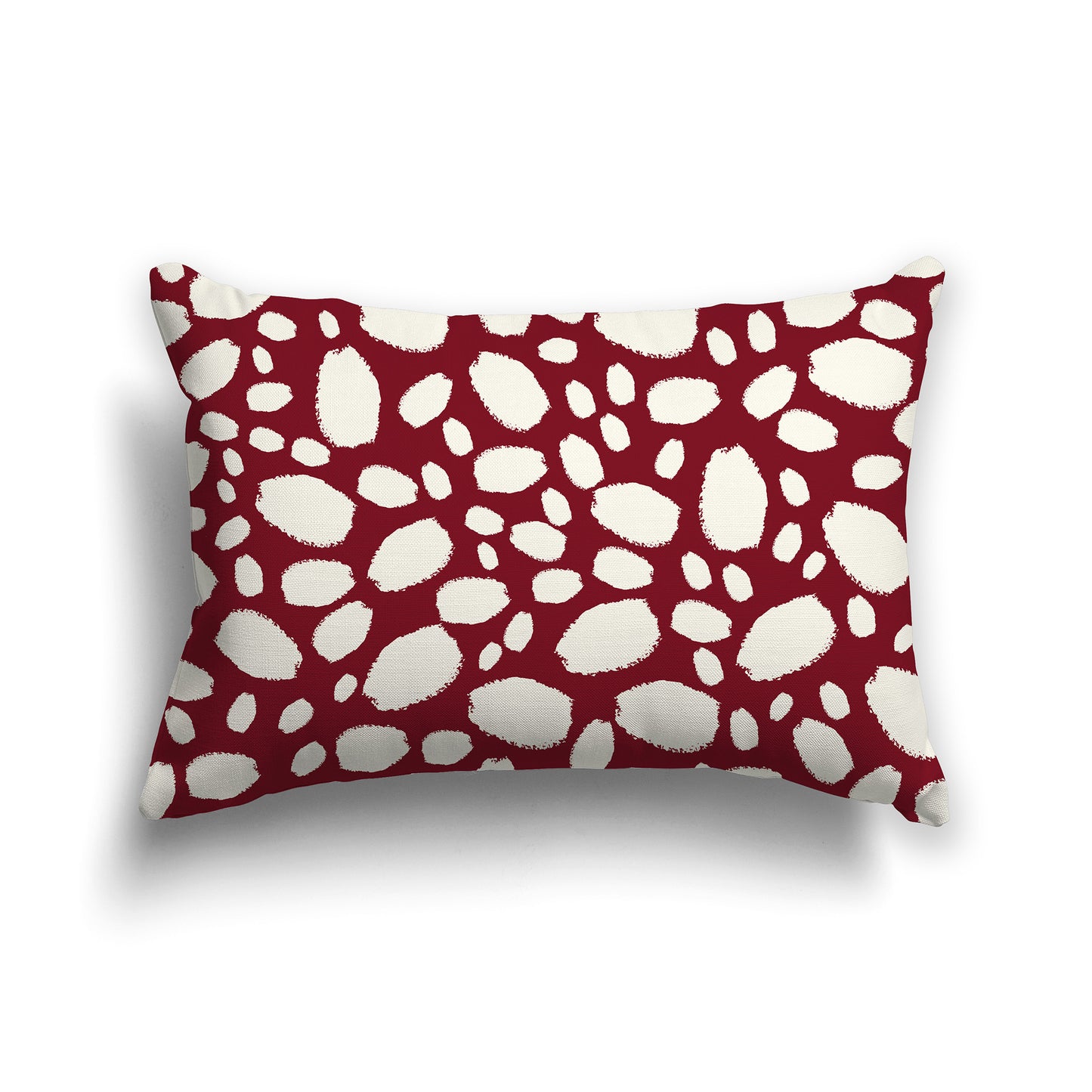 20x14 inch Lumbar Throw Pillow with Burgundy Red and Cream Paint Dab Pattern