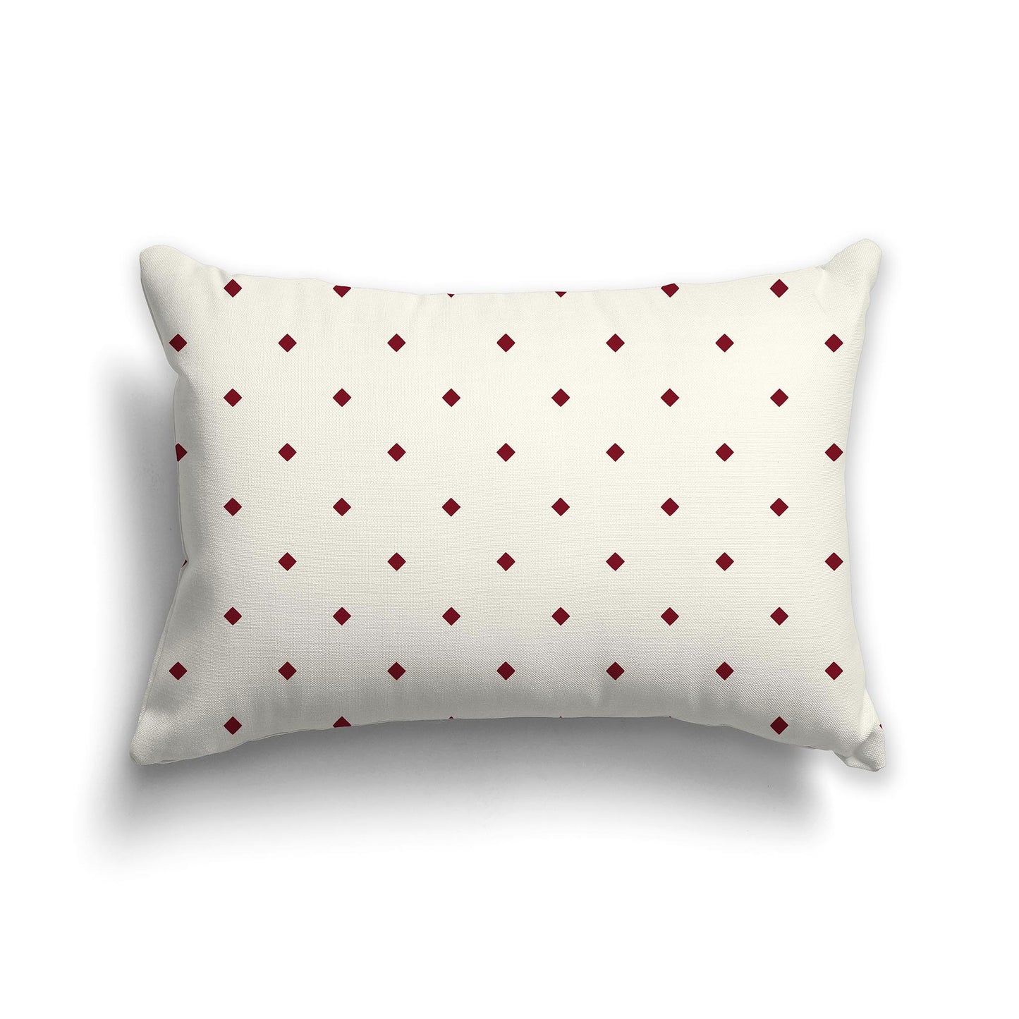 20x14 inch Lumbar Cream Throw Pillow with Large Burgundy Red Diamond Pattern