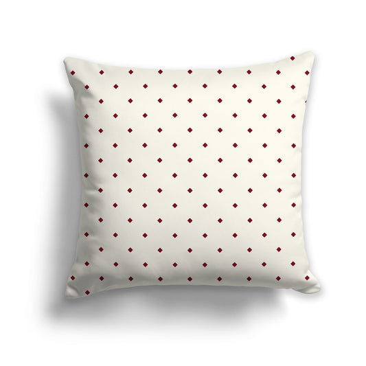 26 inch Cream Throw Pillow with Large Burgundy Red Diamond Pattern