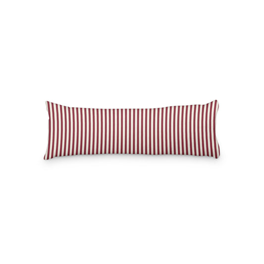 Pale Cream Microfiber Body Pillow with Thin Burgundy Red Bars, MFBP-1283-241,  20 x 54 inches