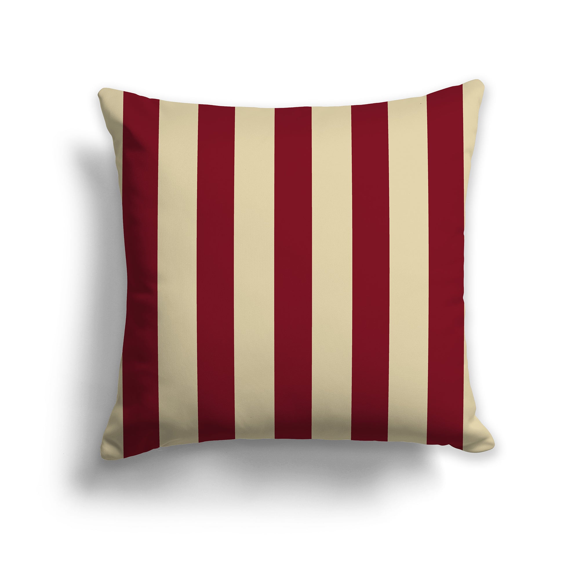 14 inch Throw Pillow with Burgundy Red and Desert Sand Vertical Bars
