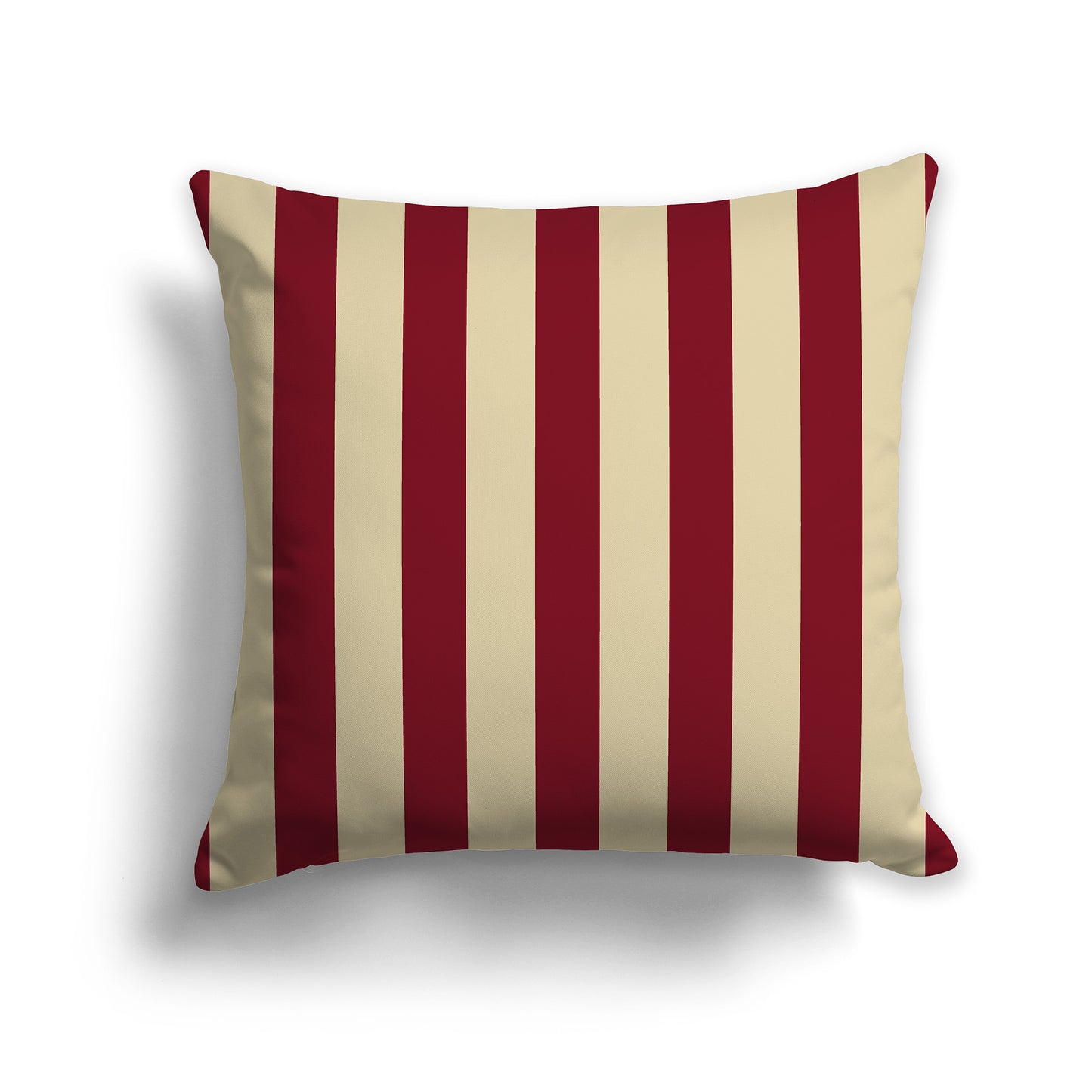 16 inch Throw Pillow with Thick Burgundy Red and Desert Sand Vertical Bars