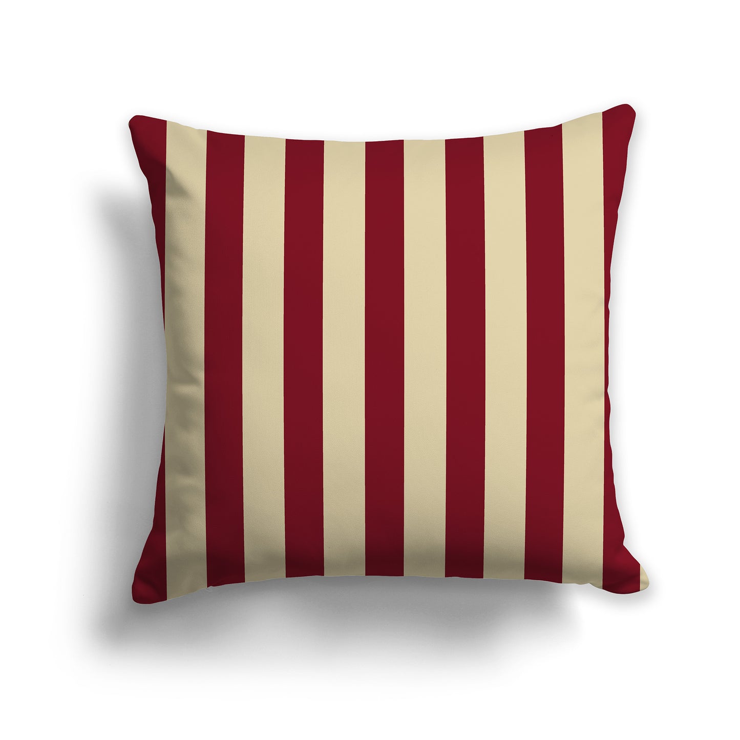 18 inch Throw Pillow with Thick Burgundy Red and Desert Sand Vertical Bars